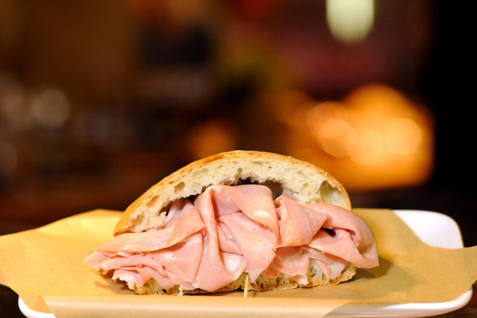 Mortadella sandwich, a Bologna street food classic
