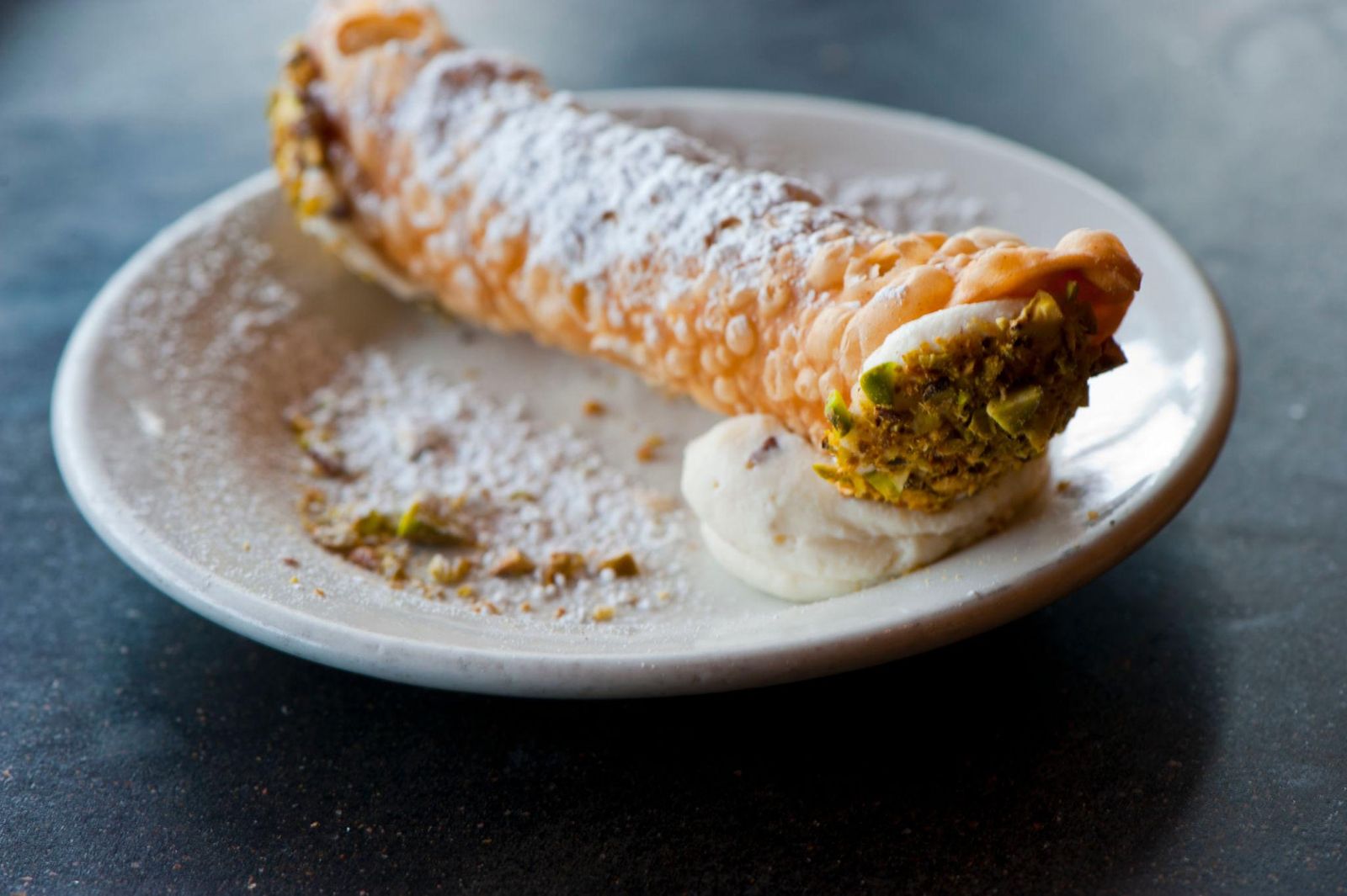 Traditional Sicilian cannoli with ricotta filling